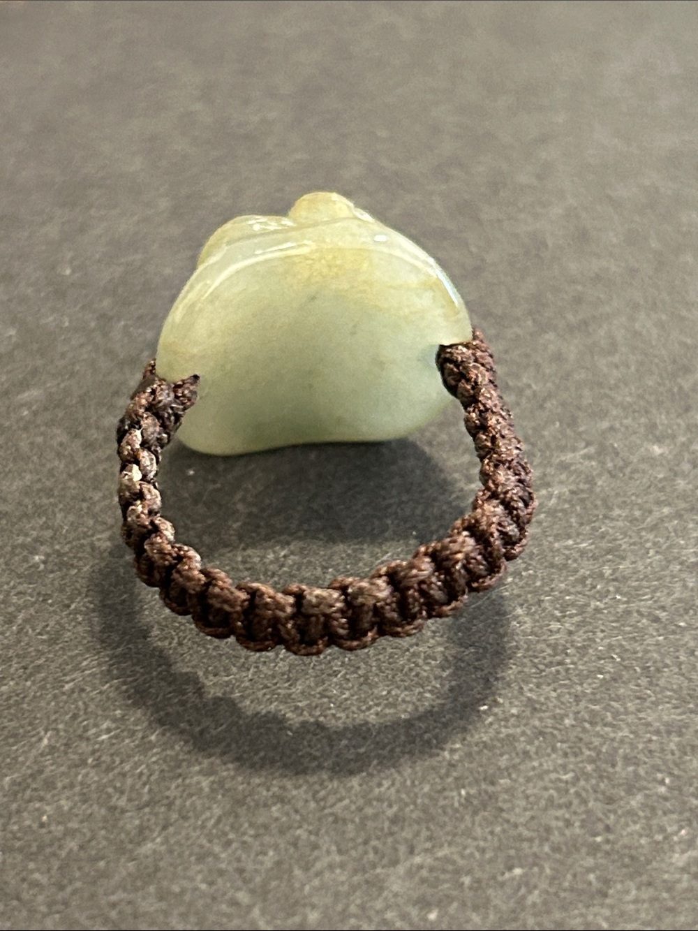Green Jade Ring with Braided Cord